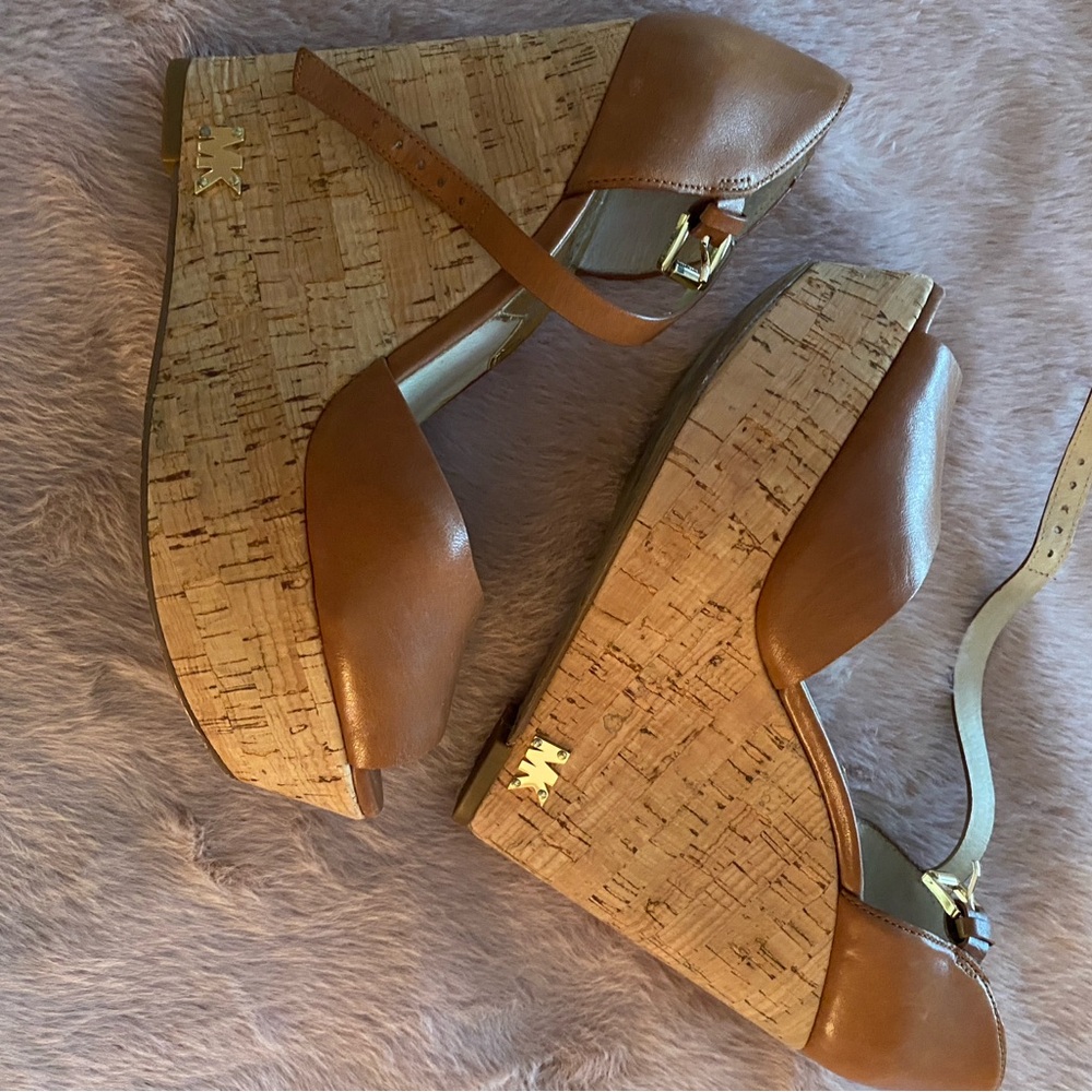 MICHAEL Michael Kors Tan Leather Wedges